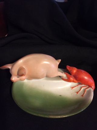 Antique German Pig Fairing With Red Lobster
