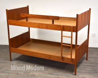 Westnofa Scandinavian Teak Twin Bunk Beds Mid Century Modern