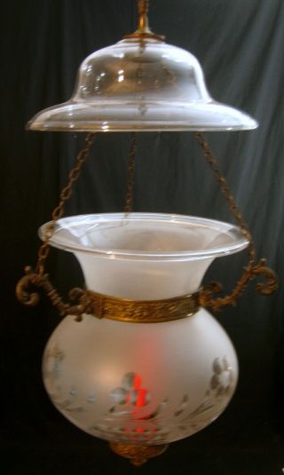 Vintage Brass And Cut Glass Hanging Candle Lantern