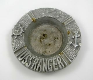 Vintage Us Navy,  Uss Ranger Ashtray,  Pewter,  Nr