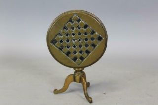 A Rare Late 18th C Brass Candle Reflector In The Shape Of A Tilt Top Tea Table