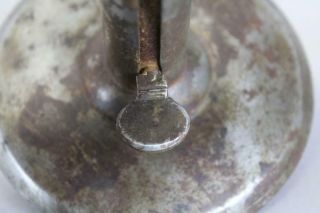 A GREAT EARLY 19TH C ROLLED IRON HOGSCRAPER CANDLESTICK IN OLD POLISHED SURFACE 10