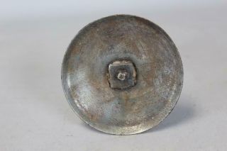 A GREAT EARLY 19TH C ROLLED IRON HOGSCRAPER CANDLESTICK IN OLD POLISHED SURFACE 4