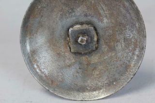 A GREAT EARLY 19TH C ROLLED IRON HOGSCRAPER CANDLESTICK IN OLD POLISHED SURFACE 5