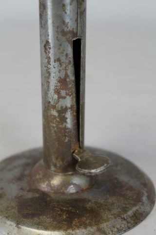 A GREAT EARLY 19TH C ROLLED IRON HOGSCRAPER CANDLESTICK IN OLD POLISHED SURFACE 6