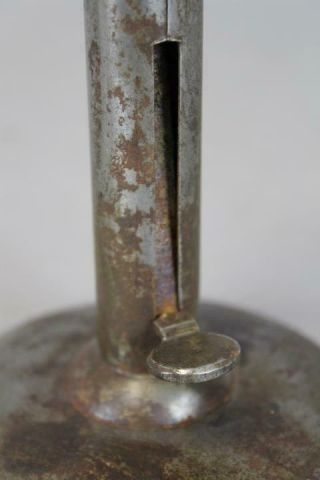 A GREAT EARLY 19TH C ROLLED IRON HOGSCRAPER CANDLESTICK IN OLD POLISHED SURFACE 7