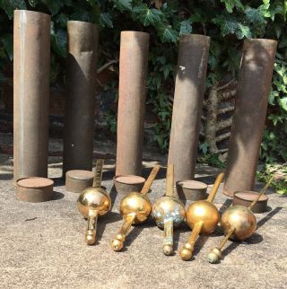 Joblot 5 Brass Hydrometers Metal Tubes T A Reynolds Wardale,  Short Mason Mancave