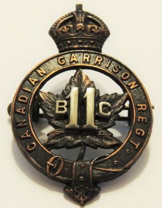 Rare Ww1 Canadian Cef Officers Cap Badge 11 British Columbia Garrison Regiment
