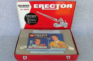 Vintage A.  C.  Gilbert Erector Electric Engine Set No.  10051 Ex In Metal Box
