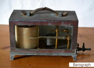 Rare Antique Architectural Drum Barograph & Barometer