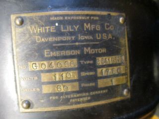 antique WHITE LILY electric motor; antique washing machine; Emerson A/C Ca1910,  - 2