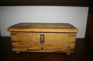 Antique Folk Art Miniature Chest Early Paint Decorated Primitive Mid 1800 ' s Box 12