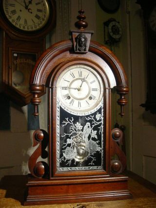 Antique Rare Ansonia 1880 " Parisian " Black Walnut Shelf Parlor Clock