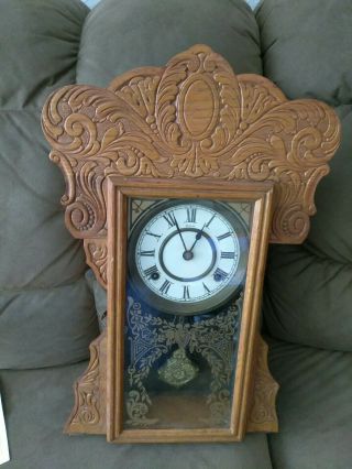Antique Waterbury Gingerbread 8 Day Mantle Clock