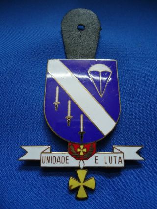 Portugal Africa War Paratroopers Parachute Unidade E Luta Badge 67mm