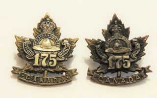 Rare Ww1 Canada 175th Cef Officers Collar Badge Set Medicine Hat Alberta