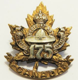 Rare Ww1 Canada 175th Cef Officers Cap Badge Medicine Hat Alberta Look