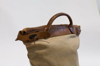 Vintage Bank Bag or Mail Surplus leather and canvas Tote with hardware closure 3