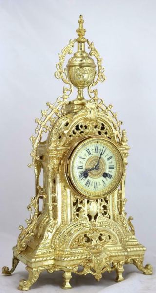 Antique Large Mantle Clock French Pierced Bronze Bell Striking C1878 3