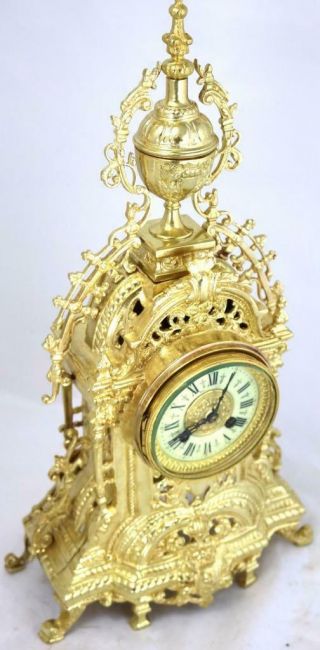 Antique Large Mantle Clock French Pierced Bronze Bell Striking C1878 4