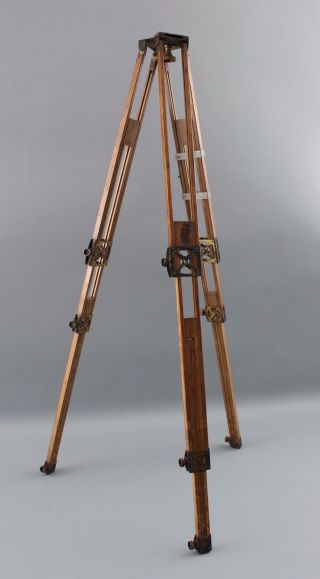 Antique Triple Slide,  Brass & Wood Folding Tripod for Camera,  Telescope or Lamp 8