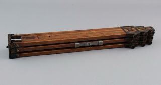 Antique Triple Slide,  Brass & Wood Folding Tripod for Camera,  Telescope or Lamp 9