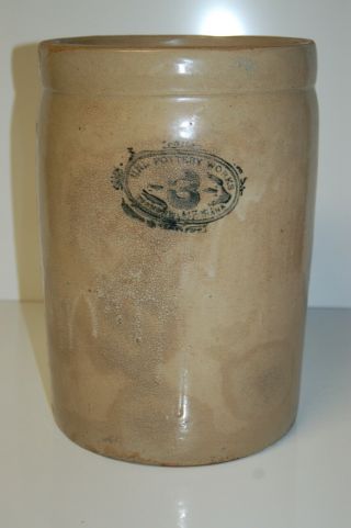 Vintage 14 3/4 " Uhl 3 Gallon Stoneware Crock / Churn Huntingburg,  Ind.