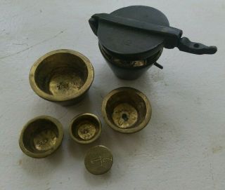 Vintage 6 - Piece Set Brass Apothecary Scale Nesting Weights 16 Ounces