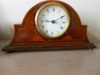 Antique Edwardian Mahogany Inlaid Mantle Clock