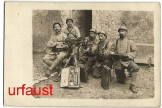 French Wwi Soldiers Mg With Tool Box Adrian Helmet Photo