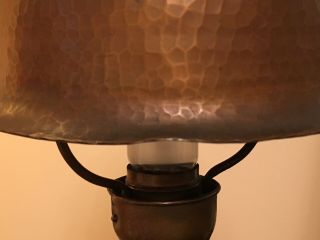 Antique Signed Roycroft Copper Helmet Table Lamp Arts & Crafts Style 9