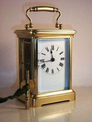 Antique Brass Carriage Clock & Key.  Restored And Serviced In June.  2019.