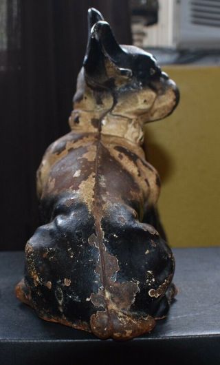 ANTIQUE HUBLEY BLACK & WHITE CAST IRON FRENCH BULLDOG DOG DOORSTOP 4