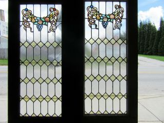 Antique Stained Glass Double Entrance French Doors 59.  5 X 93.  75 Salvage