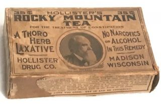 Antique Hollister’s Rocky Mountain Tea Laxative Medicine Box Hollister Drug Co. 2