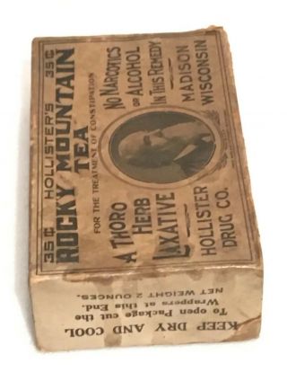Antique Hollister’s Rocky Mountain Tea Laxative Medicine Box Hollister Drug Co. 5
