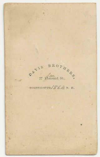 1864 Civil War Cart de Visite taken by Davis Brothers Portsmouth,  Hampshire 2