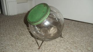 Antique General Store Counter Top Round Glass Jar 7 1/2 