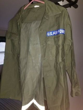 Vtg 70 ' s Air Force OG 107 Cotton Sateen Utilities Trousers & Short Sleeve Shirt 10