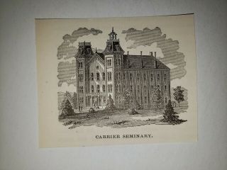 Carrier Seminary Clarion University Pennsylvania 1876 Sketch Print Very Rare