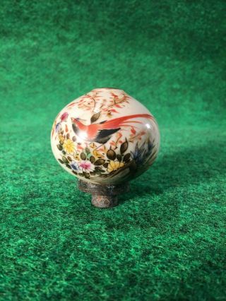 Antique Painted Birds White Ceramic Damper Bowl,  Incense Burner Opium War Era D
