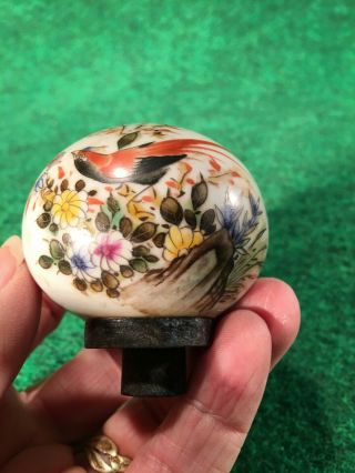 Antique Painted Birds White Ceramic Damper Bowl,  Incense Burner Opium War Era D 4