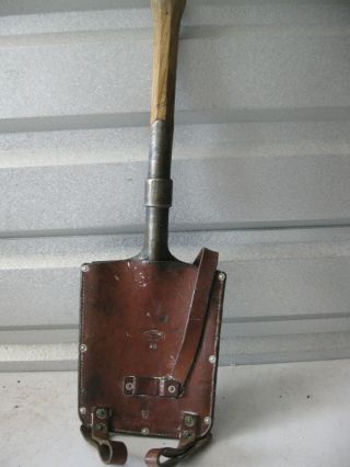Antique Wwii Swiss Army Entrenching Tool Shovel Wwii With Leather Cover