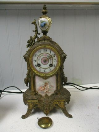 Antique French Gilt Metal Clock Marti Et Cie Medaille D 