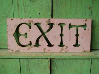 Great 1910s Cast Iron Arts & Crafts Exit Sign