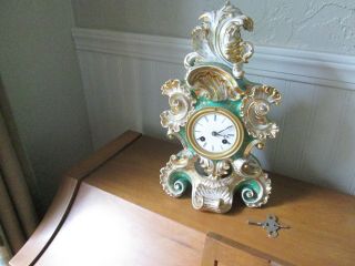 19th Century French Rococo Porcelain Mantle Clock