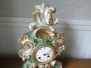 19th Century French Rococo Porcelain Mantle Clock 3