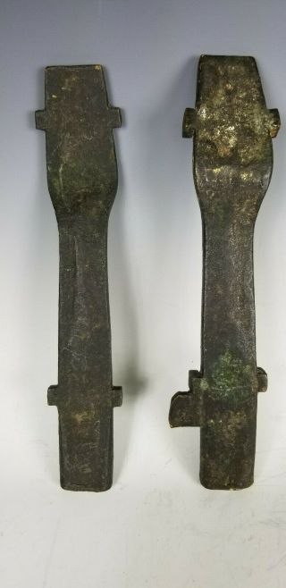 Scarce cast Bronze 18th C spoon & fork molds for pewter or coin silver 2