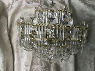 Vintage A.  Schonbek & Co.  Crystal And Brass Wall Sconces,  Mid - Cent Modern