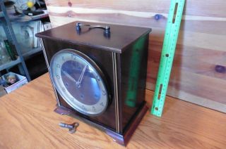 Vintage Forestville mantle Clock wooden w/ key Antique Clock made in Germany 2